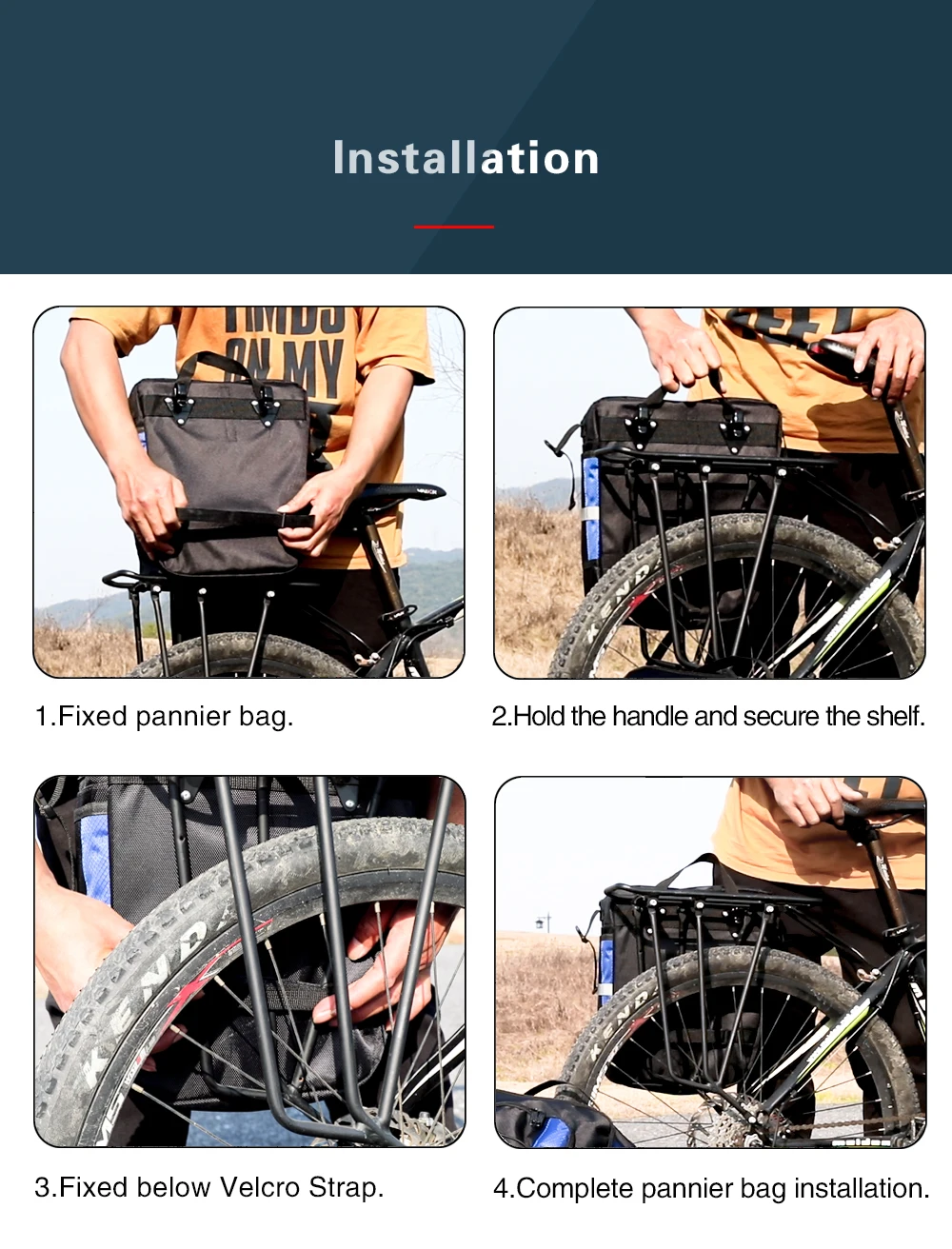 Rhinowalk 3 IN 1 Bicycle Rear Rack Seat Trunk Bag 70L MTB Road Bike Multifunctional Luggage Carrier Bag 3 Colors with Rain Cover (16)