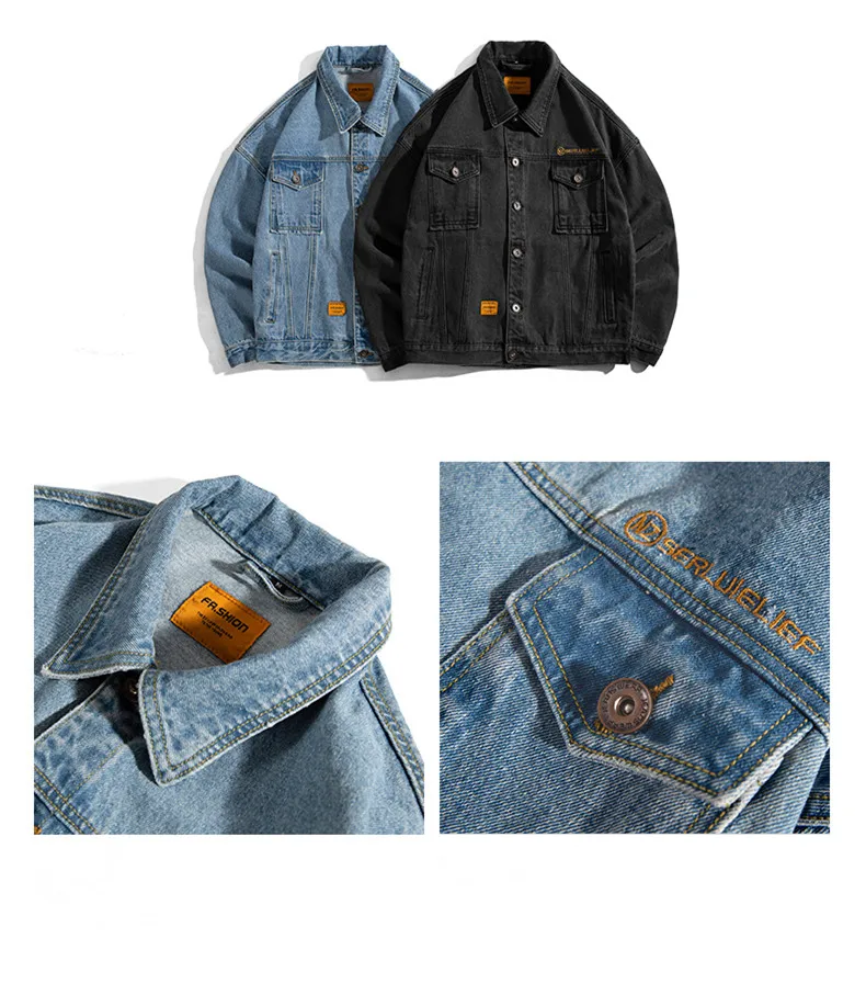Fashion Harajuku Jeans Jacket Men Streetwear Outerwear Coat Korean Style Clothing Male High Quality Denim Jacket Bomber Jacket