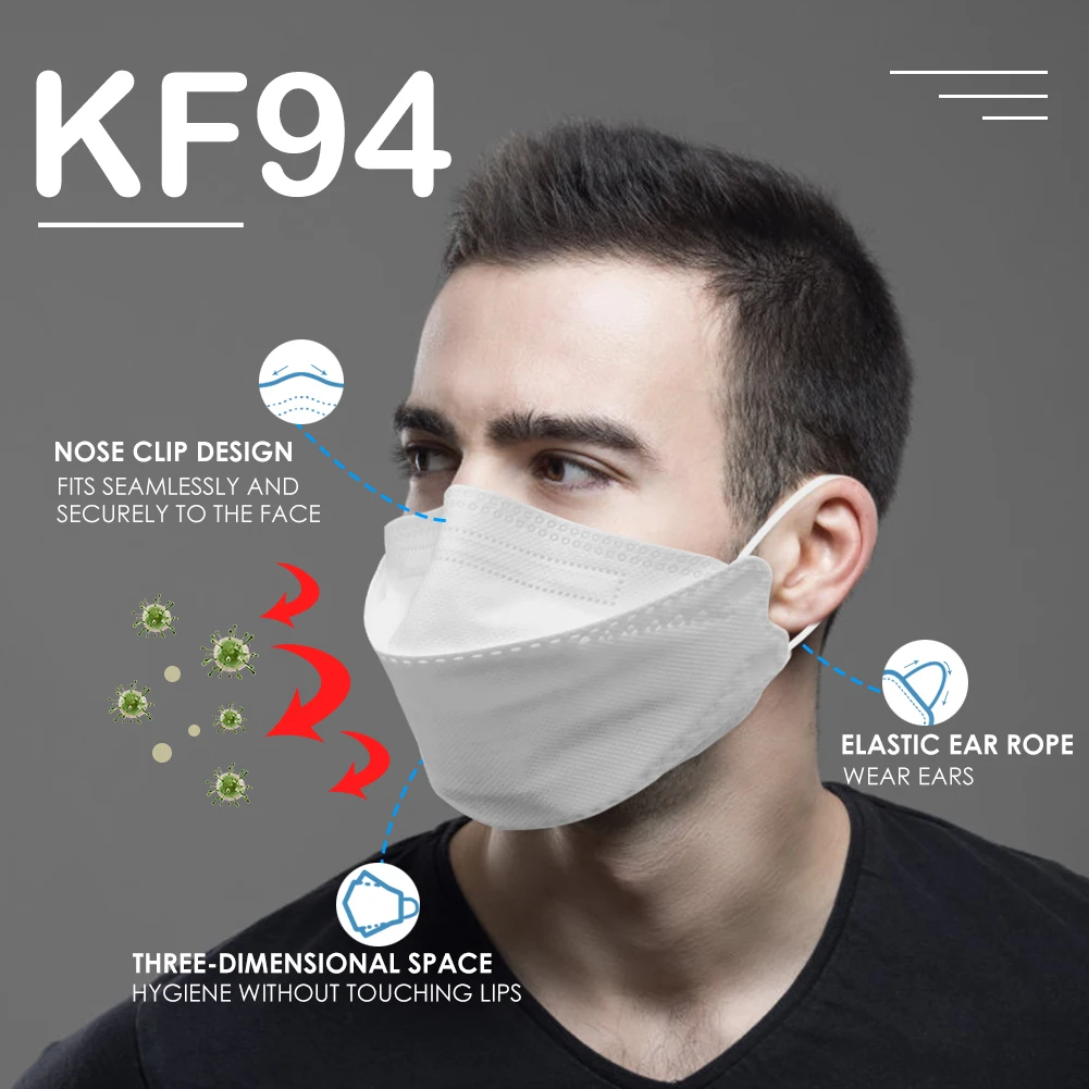 KF94 Face Masks 4 Layer Non-woven Filtration 94% Protection against Droplet Dust Particles Pollution Mouth Masks kf94 50pcs
KF94 Face Masks 4 Layer Non-woven Filtration 94% Protection against Droplet Dust Particles Pollution Mouth Masks kf94 50pcs