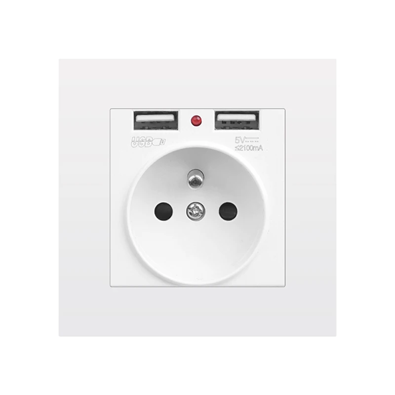 New French standard wall power socket with USB mobile interface 5V 2.1A household socket flame retardant PC material 86*86mm FR
New French standard wall power socket with USB mobile interface 5V 2.1A household socket flame retardant PC material 86*86mm FR