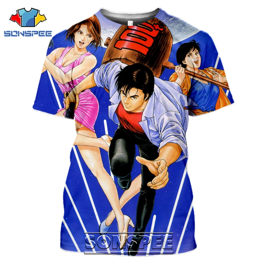 SONSPEE T-shirts CITY HUNTER 3D Print Men Women Vintage Casual Hip Hop Japanese Streetwear Retro Anime Harajuku Tees Tops Shirt (9)