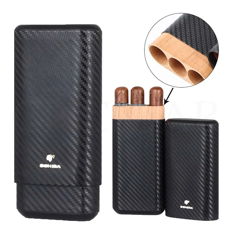 COHIBA Cigar Case Carbon Fiber Cedar Wood Portable Humidor Puros Travel Cigar Humidor Box 3 Cigars Tube Sigar Accessories
COHIBA Cigar Case Carbon Fiber Cedar Wood Portable Humidor Puros Travel Cigar Humidor Box 3 Cigars Tube Sigar Accessories