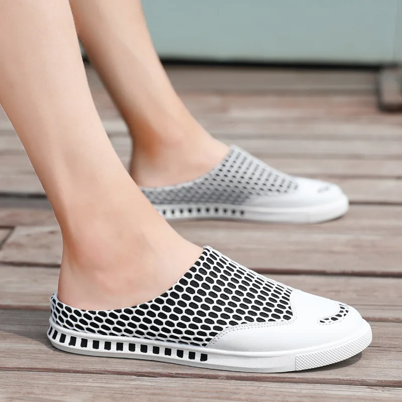 Summer Lazy ban tuo xie Breathable Mesh Kaikouxiao Slippers BIRD'S NEST Men Shoes