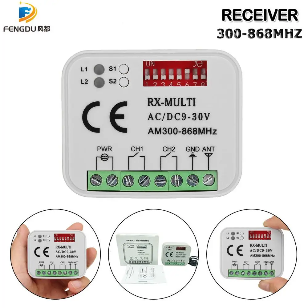 Universal gate control receiver AC/DC9-30V 300-900MHz multi-frequency garage remote receiver
Universal gate control receiver AC/DC9-30V 300-900MHz multi-frequency garage remote receiver
