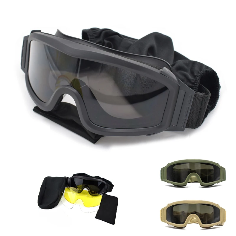 Black Tan Green Tactical Goggles Military Shooting Sunglasses 3 Lens Army Airsoft Paintball Motorcycle Windproof Wargame Glasses
Black Tan Green Tactical Goggles Military Shooting Sunglasses 3 Lens Army Airsoft Paintball Motorcycle Windproof Wargame Glasses