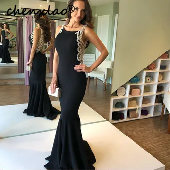New Black Mermaid Evening Dresses Jewel Neck Backless Hand Beading Floor Length Formal Gowns Long Evening Dress vestidos 
New Black Mermaid Evening Dresses Jewel Neck Backless Hand Beading Floor Length Formal Gowns Long Evening Dress vestidos