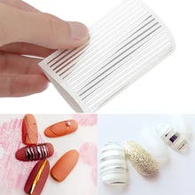 1pc courbe droite lignes ongles autocollant auto-adhésif bande de rayure Art des ongles manucure décoration pour la conception des ongles(China)