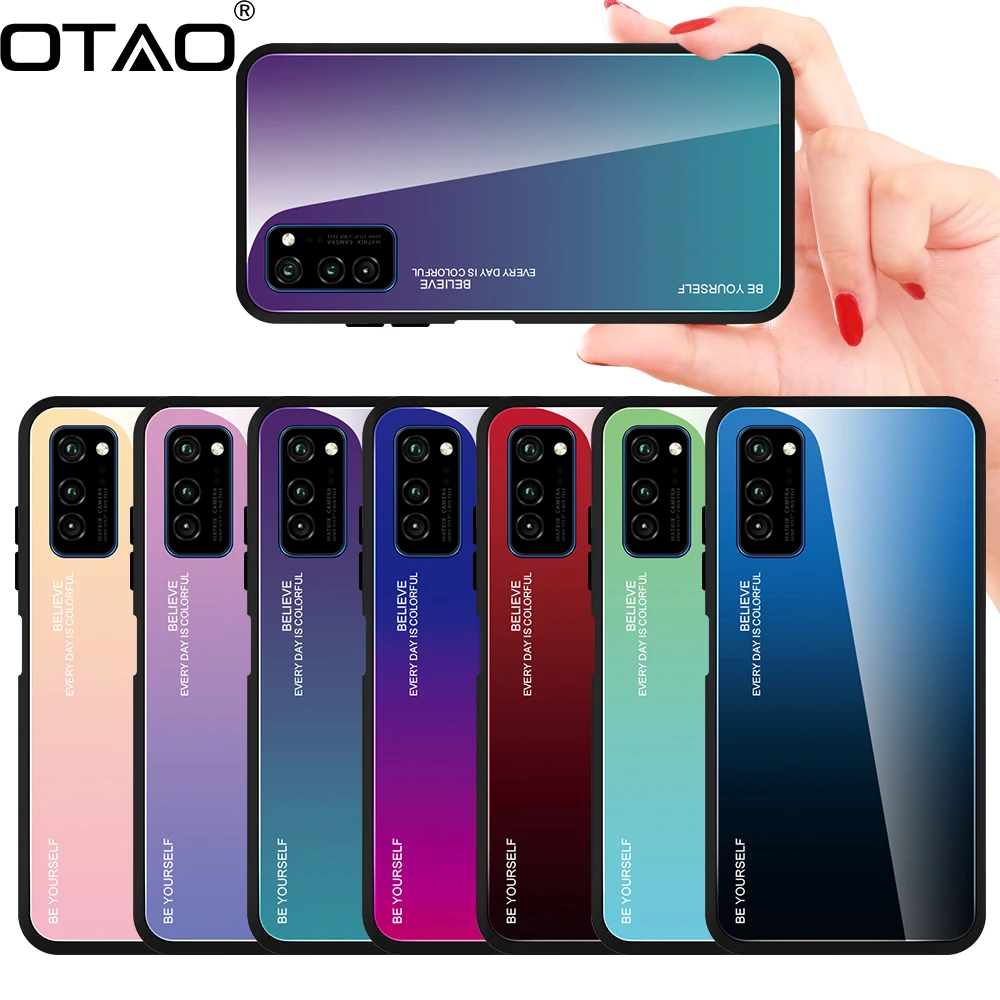 Gradient Tempered Glass Case For Huawei Honor V30 Pro V20 20 9X 8X MAX 10 Lite Full Cover Glossy Colorful | Мобильные телефоны и