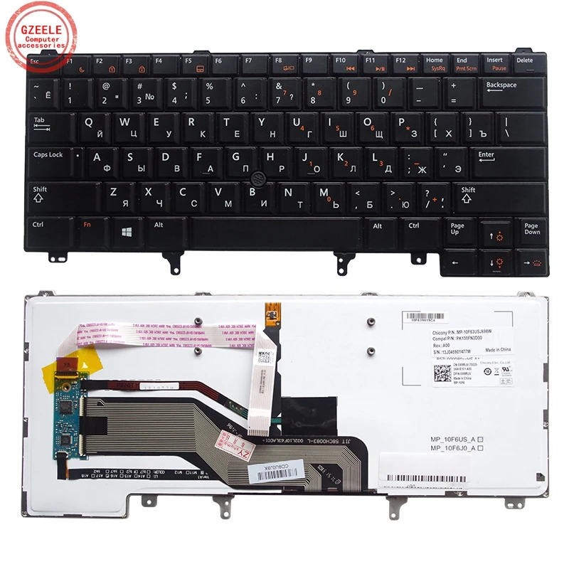Русская клавиатура для ноутбука GZEELE DELL E6420 E5420 E5430 E6220 E6320 E6330 E6430 RU с подсветкой