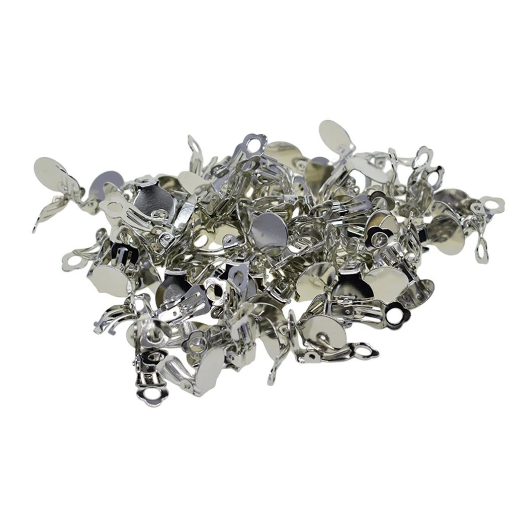 100pcs Flat Tray Clip-on Earrings Hook Components for Jewelry Making Earrings Supplies 100pcs Flat Tray Clip-on Earrings Hook Components for Jewelry Making Earrings Supplies