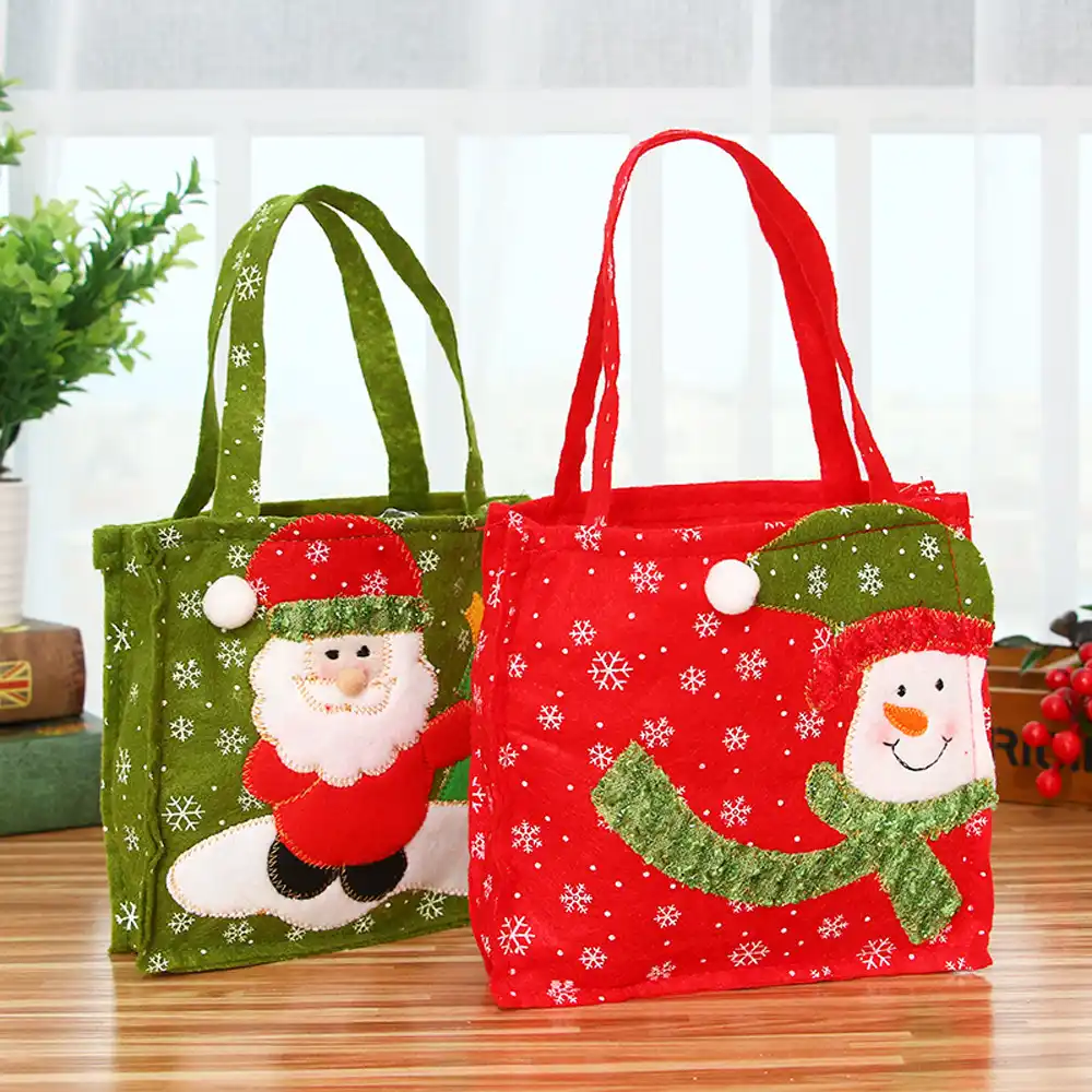 1pc christmas gift candy drawstring bag santa claus packing bag