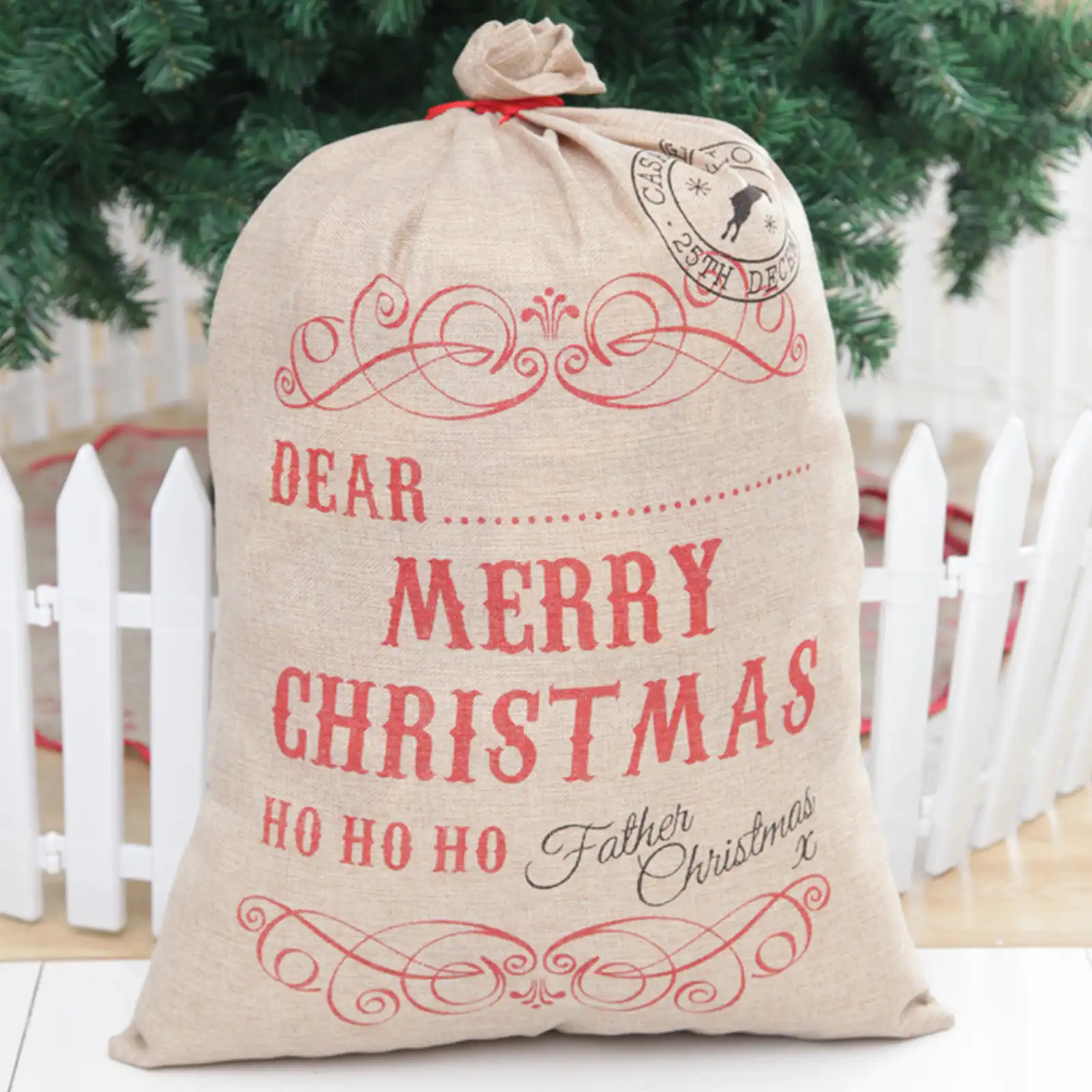 50x70cm christmas crown gift bag ho ho drawstring canvas sack