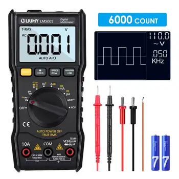 LM5005 LCD Digital Multimeter TRMS 6000 Counts Tester Auto Ranging AC/DC For Voltmeter Ammeter Ohm Tester Meter + Batteries
LM5005 LCD Digital Multimeter TRMS 6000 Counts Tester Auto Ranging AC/DC For Voltmeter Ammeter Ohm Tester Meter + Batteries