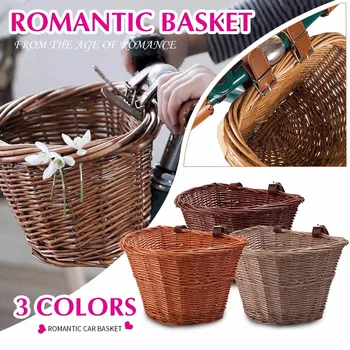 Bicycle Front Basket Retro, Handmade, Wicker Handlebar Cycling Carrying Holder Bike Basket Baggage Bag with Leather 
Bicycle Front Basket Retro, Handmade, Wicker Handlebar Cycling Carrying Holder Bike Basket Baggage Bag with Leather