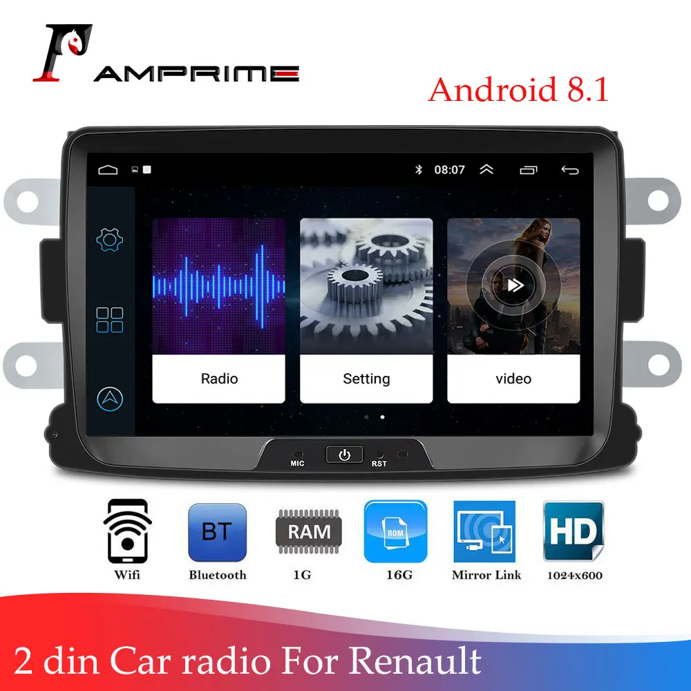 Автомагнитола AMPrime 2 Din Android 8 1 ''экран GPS зеркальная связь для Renault Sandero/Logan