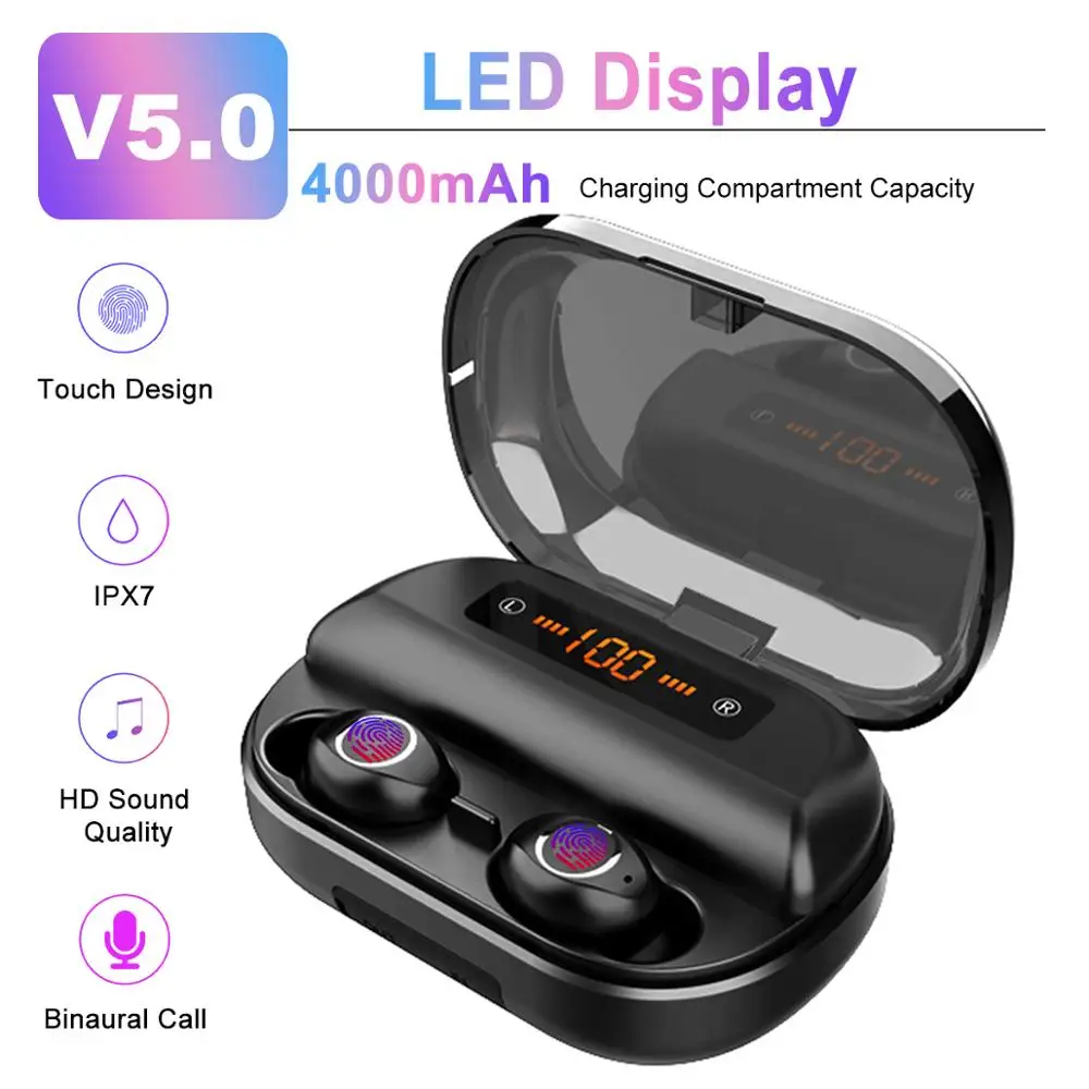 V11 Touch LED Display bluetooth 5.0 Earphone 4000mAh Power Bank TWS Wireless Waterproof Sport Stereo Earbuds Headset For xiaomi
V11 Touch LED Display bluetooth 5.0 Earphone 4000mAh Power Bank TWS Wireless Waterproof Sport Stereo Earbuds Headset For xiaomi