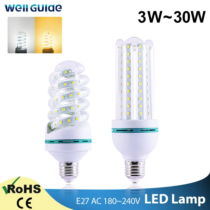 Светодиодный светильник E27 E14 30 вт 20 16 12 9 5 2835SMD 220 в 240 переменного тока