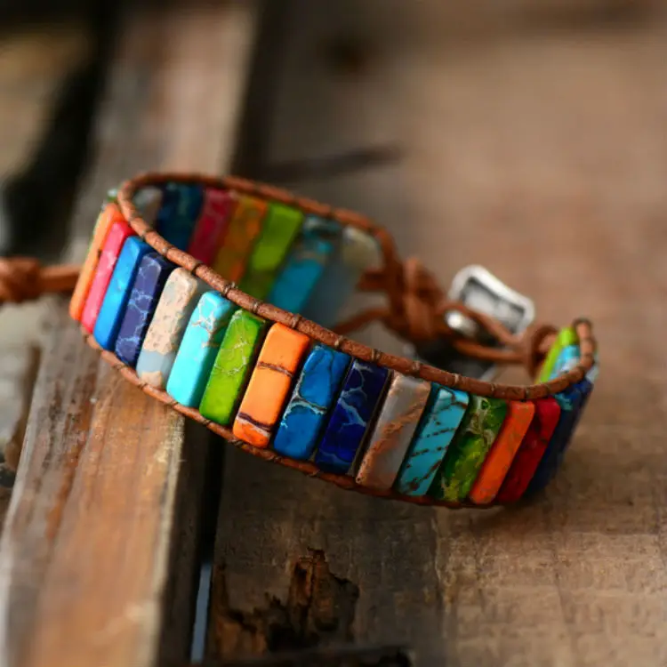 Chakra Bracelet Lover Handmade Multi Color Natural Stone Tube Beads Leather Wrap Bracelet Couples Bracelets Creative Gifts
Chakra Bracelet Lover Handmade Multi Color Natural Stone Tube Beads Leather Wrap Bracelet Couples Bracelets Creative Gifts