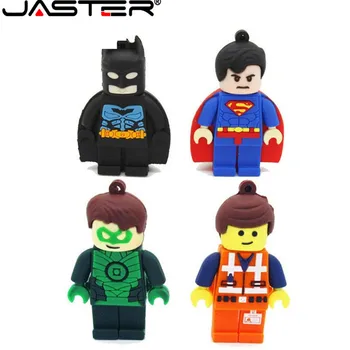 

JASTER Promotional Mini Cartoon External Storage USB 2.0 4GB 8GB 16GB 32GB 64GB Superman Batman Lego Series USB Flash Drive