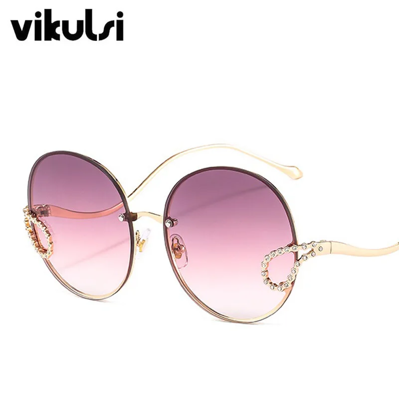 Фото Солнечные очки с круглыми кристаллами женские роскошные винтажные | Женские солнцезащитные очки (4000338157235)