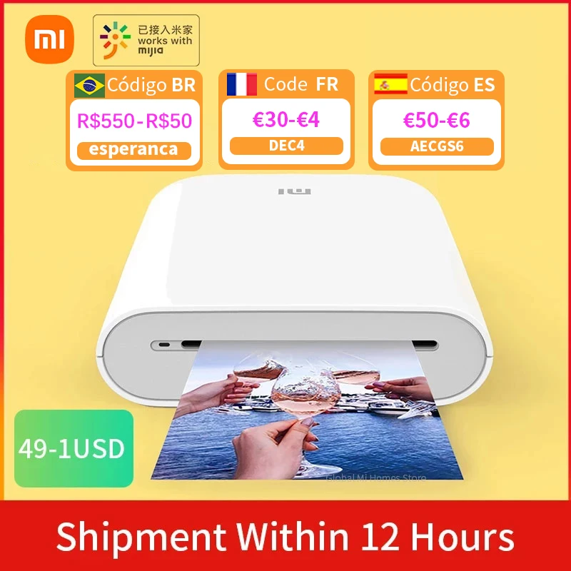 Портативный карманный мини-принтер Xiaomi mijia AR 300 точек/дюйм 500 мАч | Компьютеры и