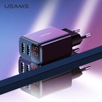 USAMS LED Digital Dual USB Charger Universal EU US Plug 2.1A Fast Charger Mobile Phone Wall Charger For iPhone X Xiaomi Samsung
USAMS LED Digital Dual USB Charger Universal EU US Plug 2.1A Fast Charger Mobile Phone Wall Charger For iPhone X Xiaomi Samsung
