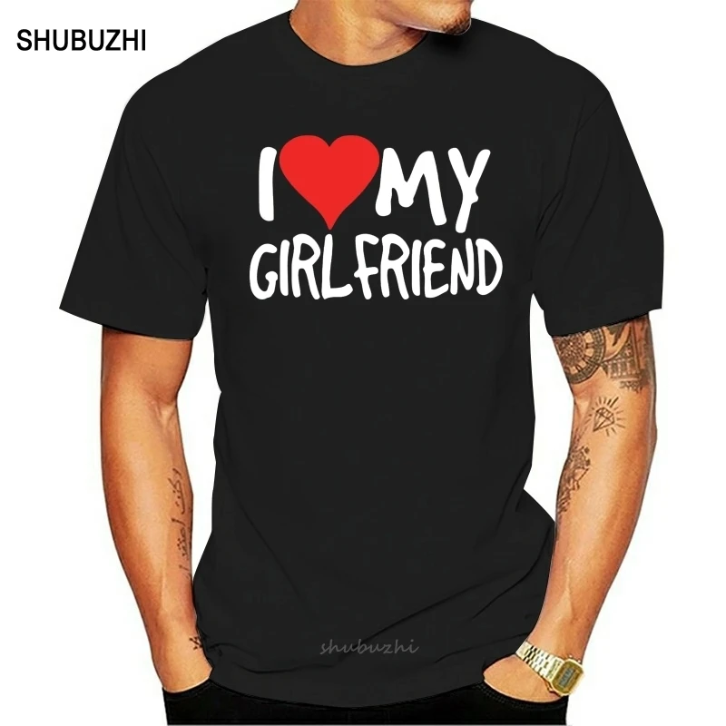 Мужская футболка с надписью I Love My Girlfriend модный подарок на день рождения забавный