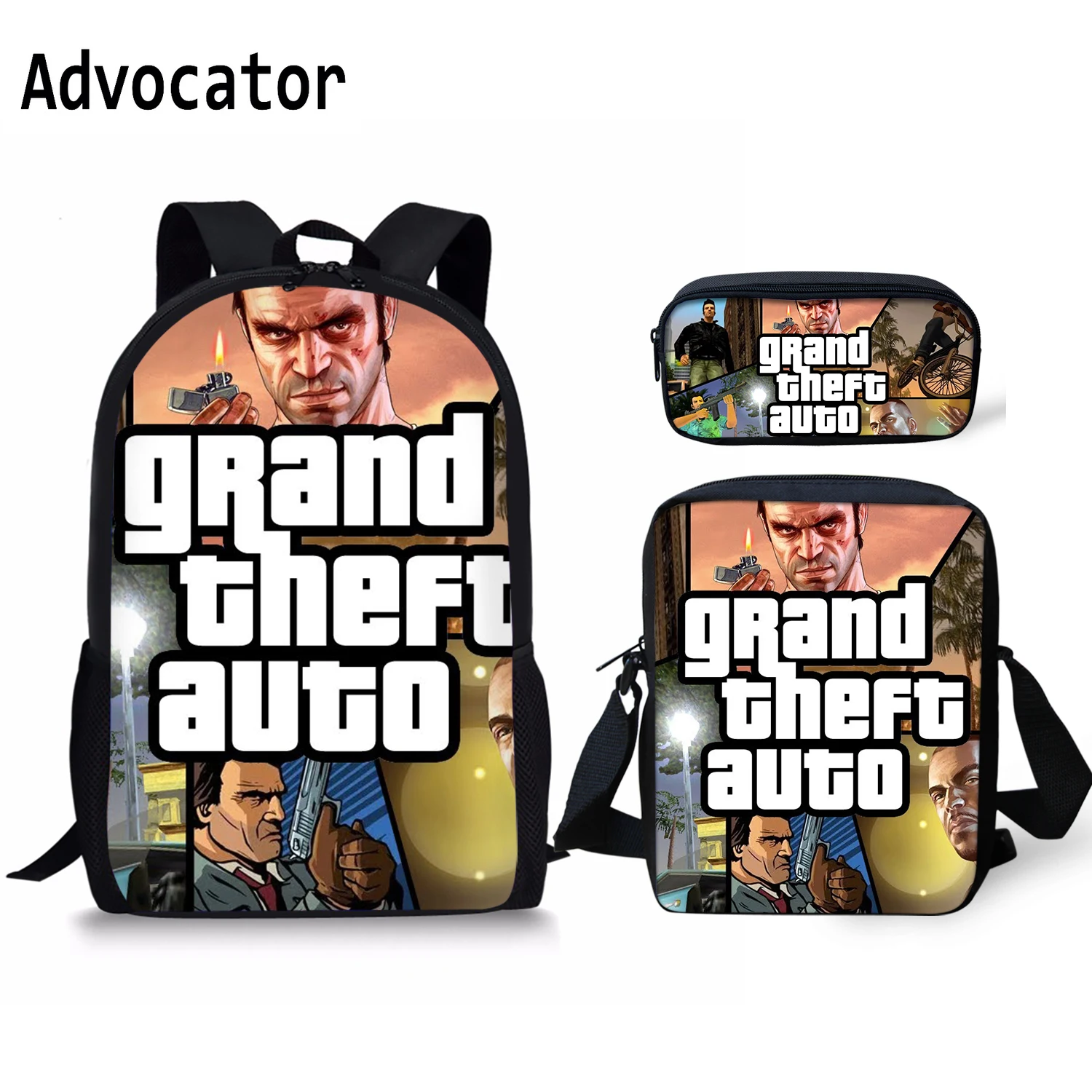 ADVOCATOR 3Pcs/set Game GTA5 Grand Theft Auto Pattern Pattern Schoolbags Backpack for Teenagers Shoulder Bags for Kids Girls Boy
ADVOCATOR 3Pcs/set Game GTA5 Grand Theft Auto Pattern Pattern Schoolbags Backpack for Teenagers Shoulder Bags for Kids Girls Boy