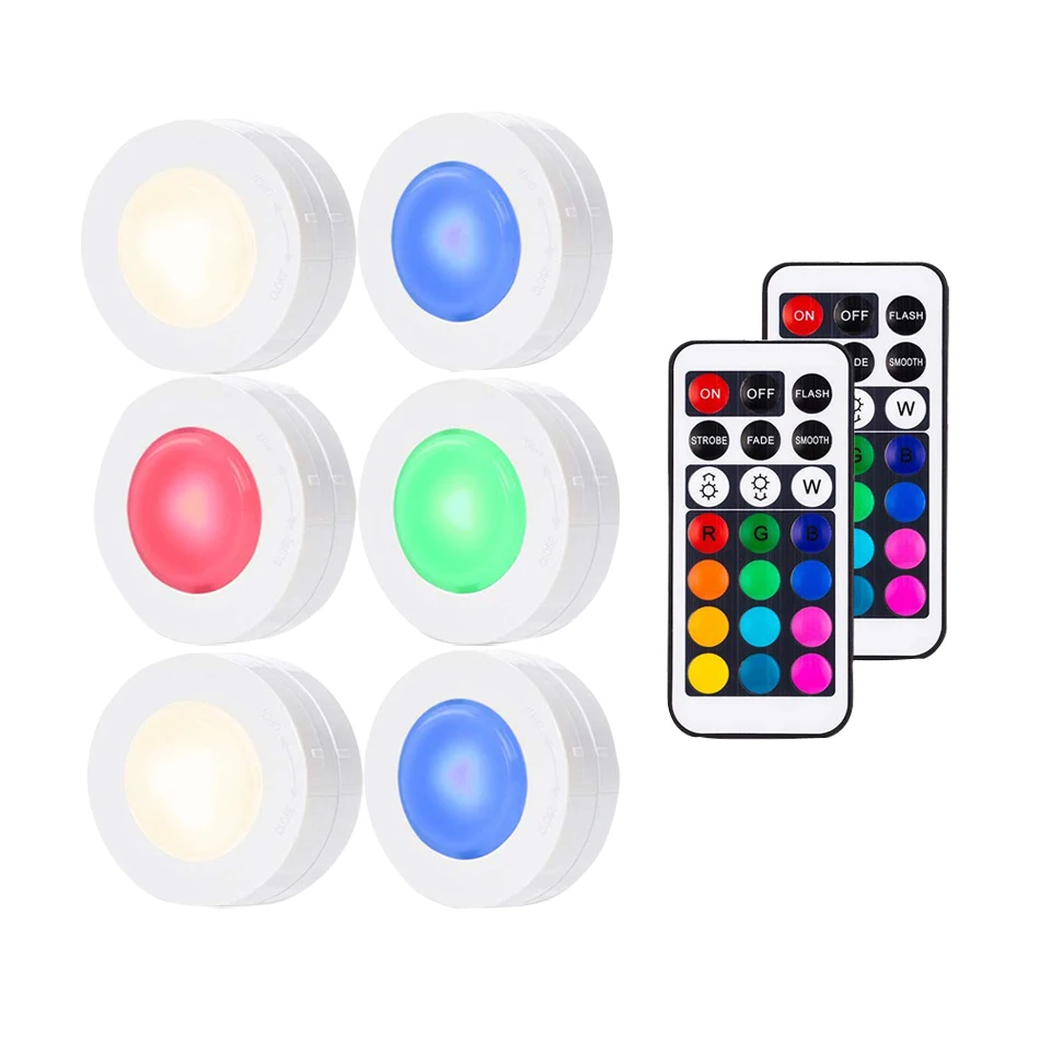 RGBW 13 Colors LED Under Cabinet Light With Remote Control Dimmable Touch Sensor LED Puck Lights For Cupboard Closet Night Lamps
RGBW 13 Colors LED Under Cabinet Light With Remote Control Dimmable Touch Sensor LED Puck Lights For Cupboard Closet Night Lamps