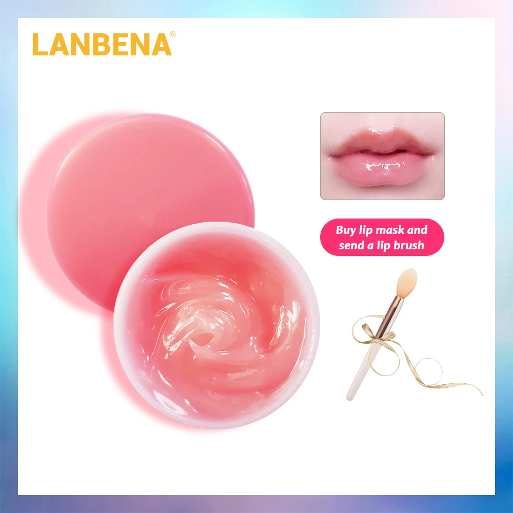 Розовая маска для губ Lanbena увлажняющая сна масло крем осветления бальзам ремонт