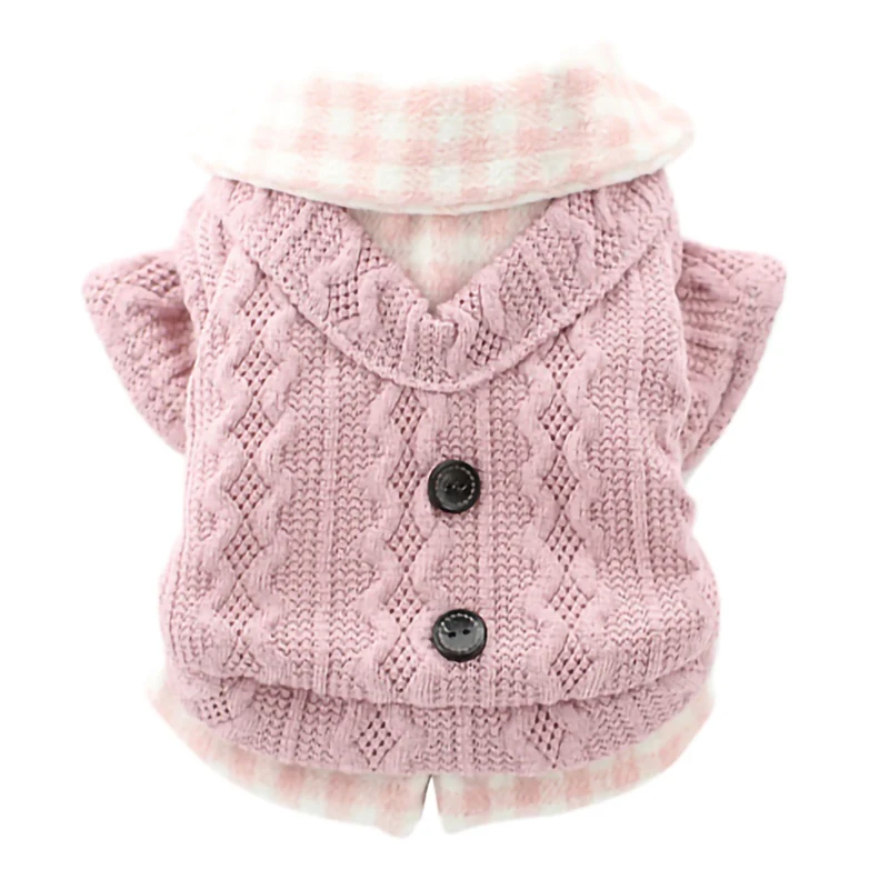 Fake Two Piece Plaid Design Warm Sweaters For Dog Autumn And Winter Dog Clothes Pullover Dog Jacket With Button Dog Sweaters Fake Two Piece Plaid Design Warm Sweaters For Dog Autumn And Winter Dog Clothes Pullover Dog Jacket With Button Dog Sweaters