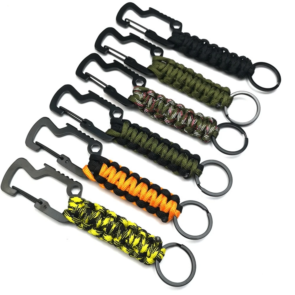 

Outdoor EDC Tool Keychain Camping Survival Kit Military Paracord Cord Rope Emergency Knot Bottle Opener Camping Carabiner