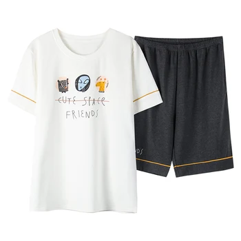 QWEEK Cotton Pajamas for Men Cute Print Pyjama Homme 2 Pieces Set Home Clothes Men Nightgown Summer Short Sleeve Sleepwear
QWEEK Cotton Pajamas for Men Cute Print Pyjama Homme 2 Pieces Set Home Clothes Men Nightgown Summer Short Sleeve Sleepwear