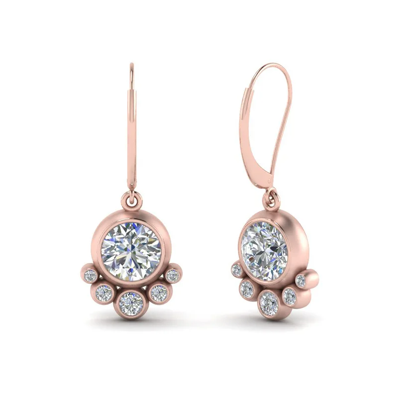 Korean Simpe Geometric Round Rose Gold with Zircon Earring for Women Party Bridal Wedding Engagement Jewelry 
Korean Simpe Geometric Round Rose Gold with Zircon Earring for Women Party Bridal Wedding Engagement Jewelry