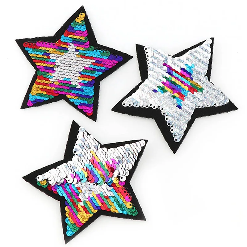 1Pcs New Shiny Five-pointed Stars Reversible Change Color MIX Color Sequins Sew On Patches For Clothes DIY Patch Applique Crafts
1Pcs New Shiny Five-pointed Stars Reversible Change Color MIX Color Sequins Sew On Patches For Clothes DIY Patch Applique Crafts