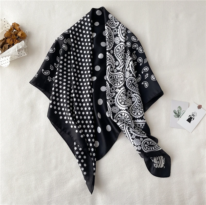 

Print Silk Square Scarf Pashmina Foulard Lady Shawls Hijab Wraps Design Neckerchief Headbands Female 2022 Women Bandana