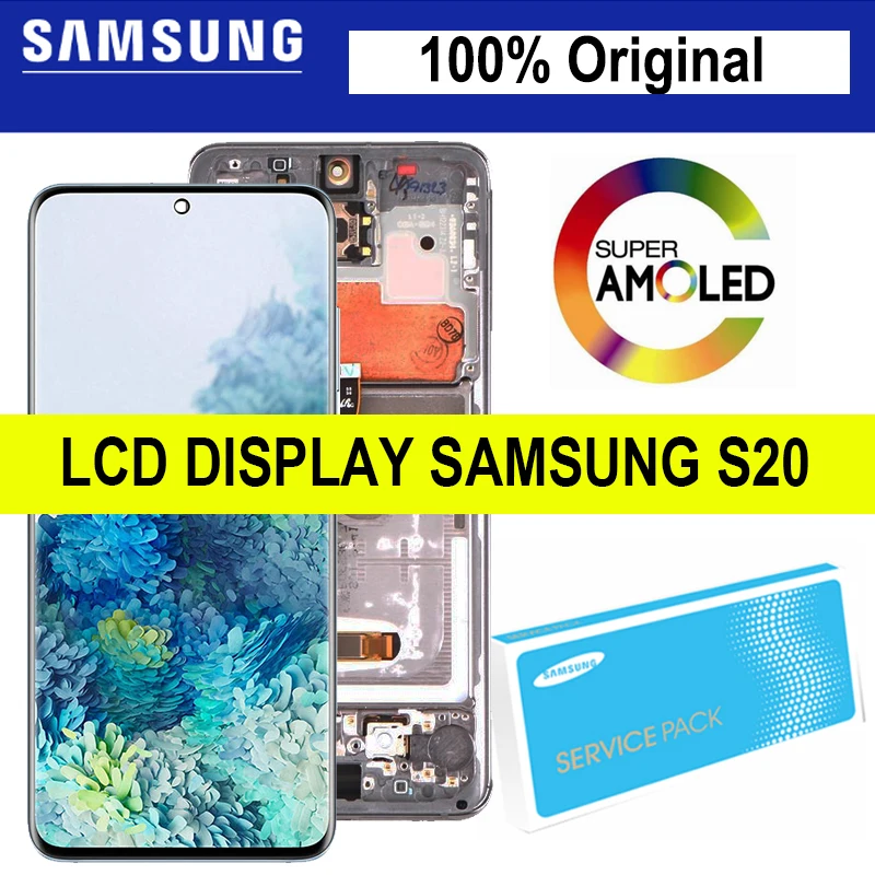 Original 6.2" Super AMOLED Display with frame For Samsung Galaxy S20 G980 G980F G980F/DS LCD Touch Screen Digitizer Repair Parts
Original 6.2" Super AMOLED Display with frame For Samsung Galaxy S20 G980 G980F G980F/DS LCD Touch Screen Digitizer Repair Parts