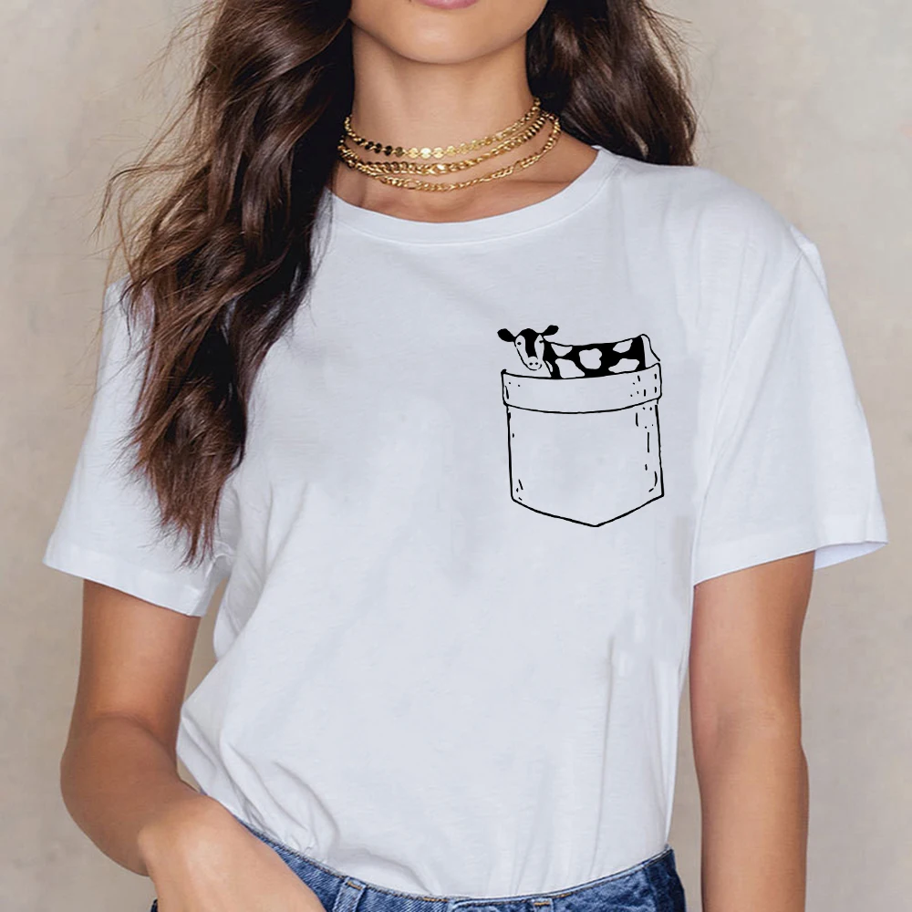 Fake Pocket Dairy cow Print Women Tshirt Ulzzang Fashion New Trend Harajuku Kpop Tee shirt Femme Oversize
Fake Pocket Dairy cow Print Women Tshirt Ulzzang Fashion New Trend Harajuku Kpop Tee shirt Femme Oversize