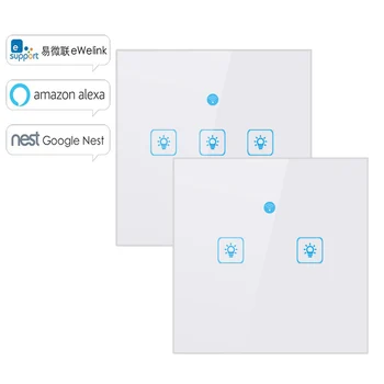90-250V 2A White WiFi APP Touch Control Wall Light Switch 1/2/3 Gang Panel Wall Touch Light Switch Smart Google Home with Alexa
90-250V 2A White WiFi APP Touch Control Wall Light Switch 1/2/3 Gang Panel Wall Touch Light Switch Smart Google Home with Alexa