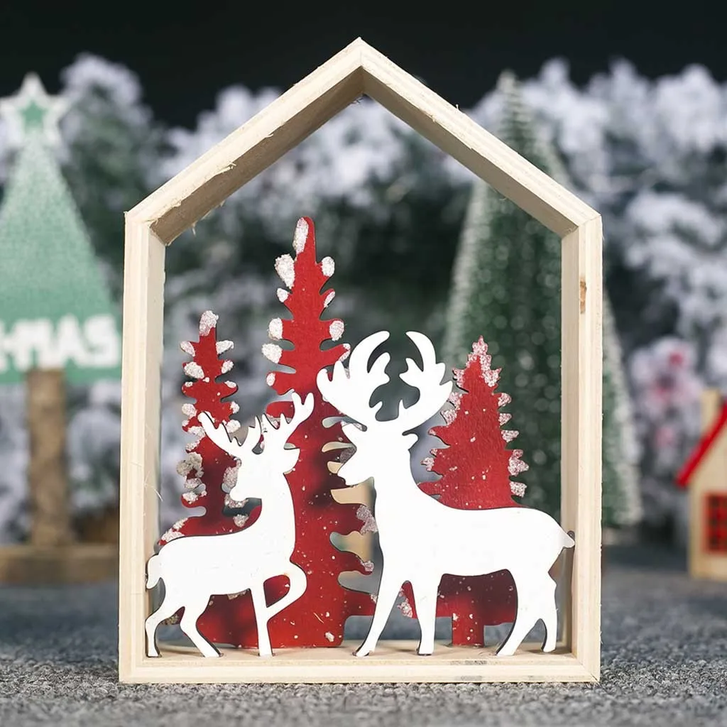 wooden mini christmas tree desktop ornaments merry christmas