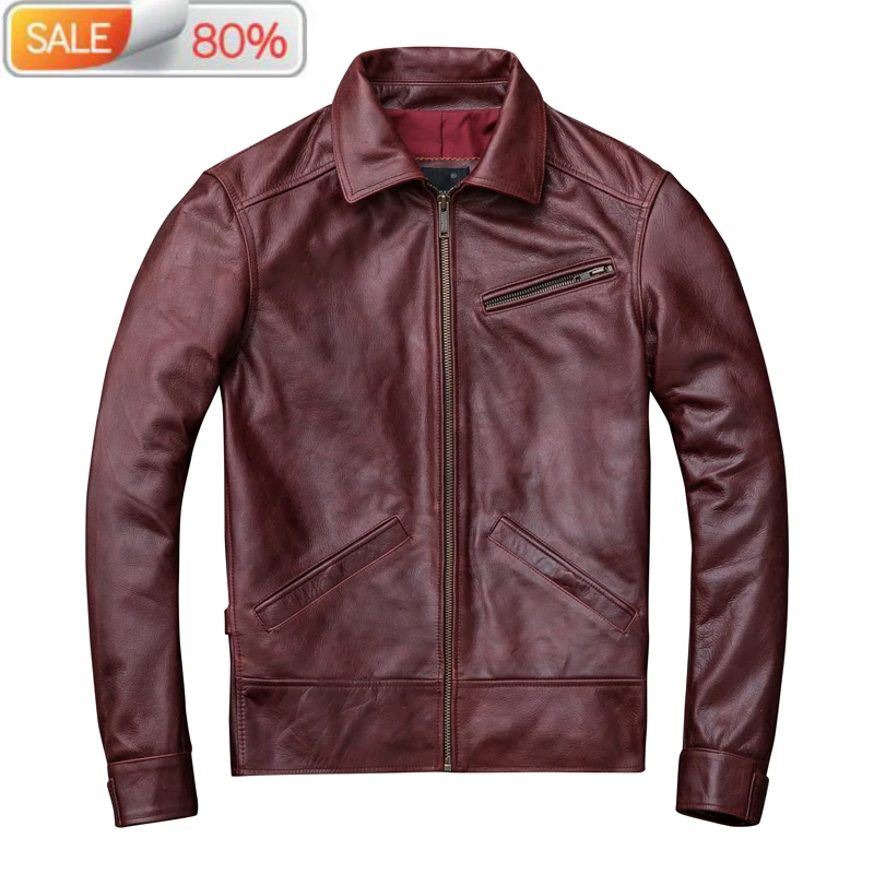 Genuine Men Spring Cow Leather Coat Oil Wax Cowhide Bomber Motorcycle Jacket Veste Cuir Homme B21912 
Genuine Men Spring Cow Leather Coat Oil Wax Cowhide Bomber Motorcycle Jacket Veste Cuir Homme B21912