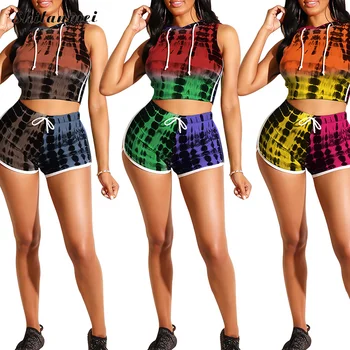 Crop Top And Shorts Set Ladies Fitness Sporting 2 PCS Set Tie Dye Two Pieces Set Women Hooded Sleeveless Casual Femme Tracksuit
Crop Top And Shorts Set Ladies Fitness Sporting 2 PCS Set Tie Dye Two Pieces Set Women Hooded Sleeveless Casual Femme Tracksuit