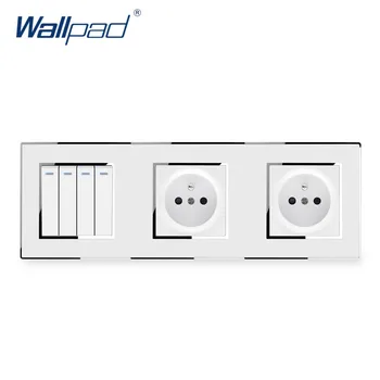 4 Gang 2 Way With Double EU Socket Wallpad Luxury Wall French Power Electric Outlet White Acrylic Panel With Silver Border
4 Gang 2 Way With Double EU Socket Wallpad Luxury Wall French Power Electric Outlet White Acrylic Panel With Silver Border