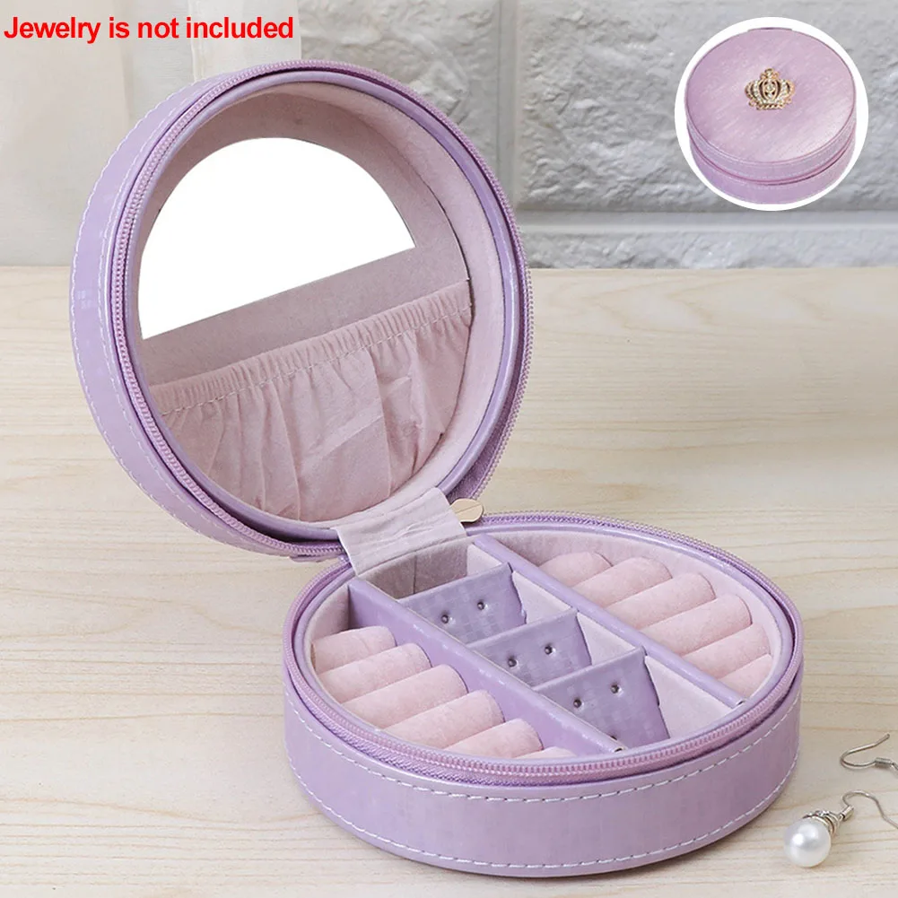 With Mirror Display Jewelry Box Necklace Solid Round Case Crown Design Portable Multi-layer Rings Earring Holder PU Leather
With Mirror Display Jewelry Box Necklace Solid Round Case Crown Design Portable Multi-layer Rings Earring Holder PU Leather