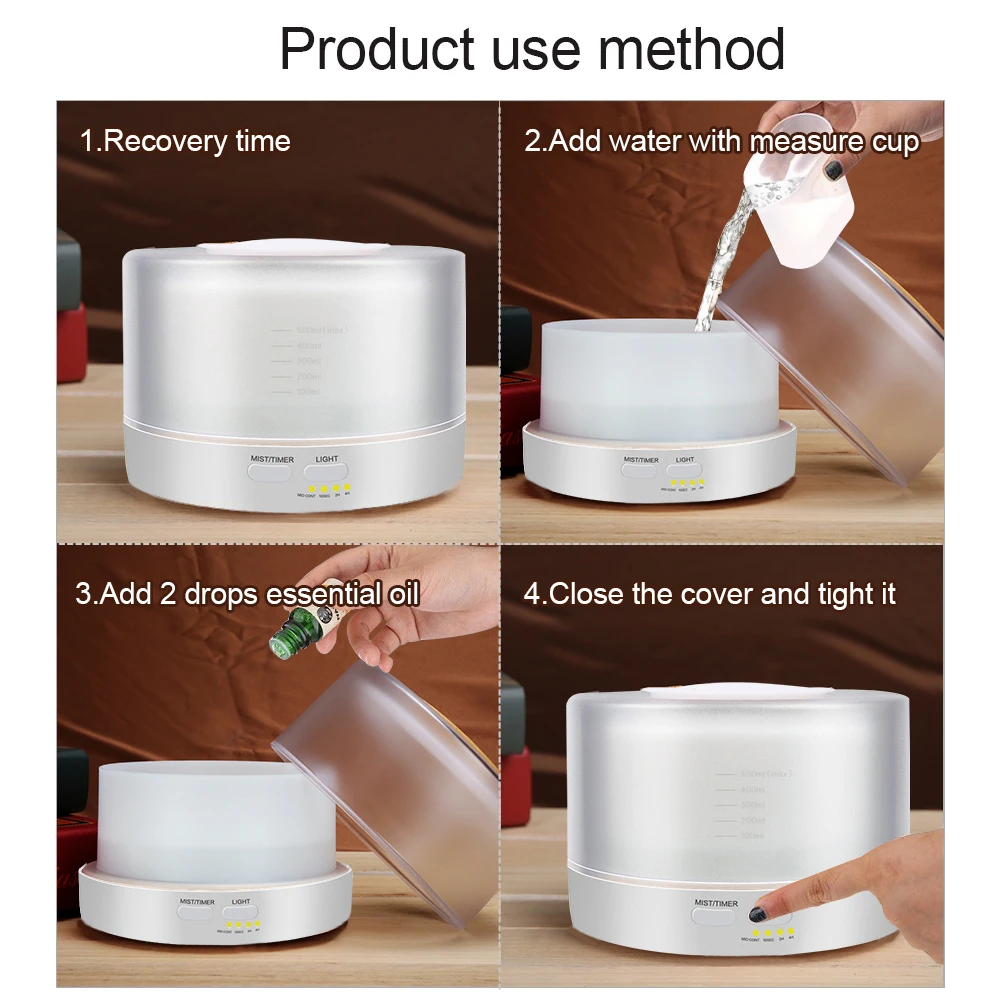 500ml Ultrasonic Essential Oil Aromatherapy Diffuser Air Purifier Humidifier UK Plug 500ml Ultrasonic Essential Oil Aromatherapy Diffuser Air Purifier Humidifier UK Plug