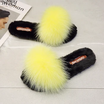 IN 2020 Real Fox Fur Furry Slide Sweet Feather Thick Bottom Beach Female Sandals Hair Flip Flops Women Home Slippers Indoor Soft
IN 2020 Real Fox Fur Furry Slide Sweet Feather Thick Bottom Beach Female Sandals Hair Flip Flops Women Home Slippers Indoor Soft