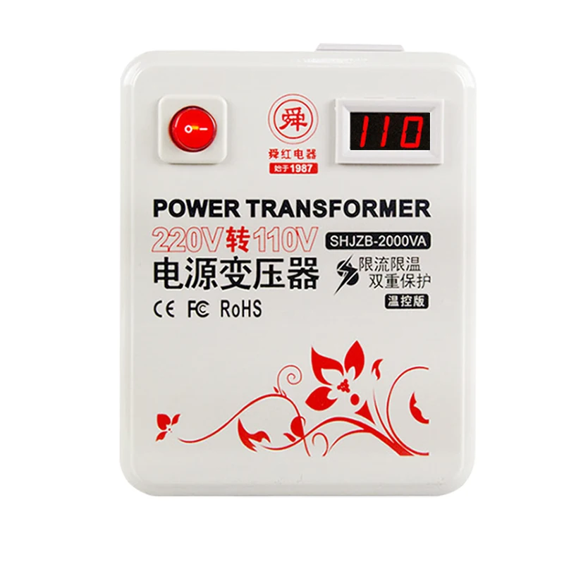 

2000VA power transformer 110V transferred to 220V and 220V to 110V optional AC voltage converter 2000W digital display LCD