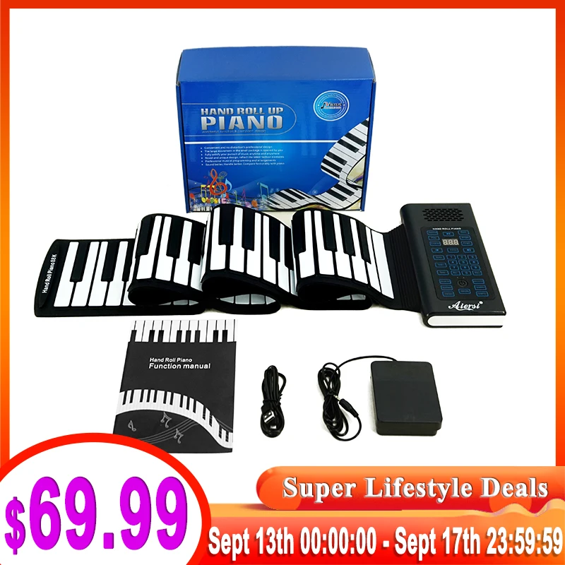 Aiersi Roll Up MIDI Flexible 88 Keys Digital Piano Silicone Portable Foldable Soft Keyboard Electronic Organ for kids
Aiersi Roll Up MIDI Flexible 88 Keys Digital Piano Silicone Portable Foldable Soft Keyboard Electronic Organ for kids