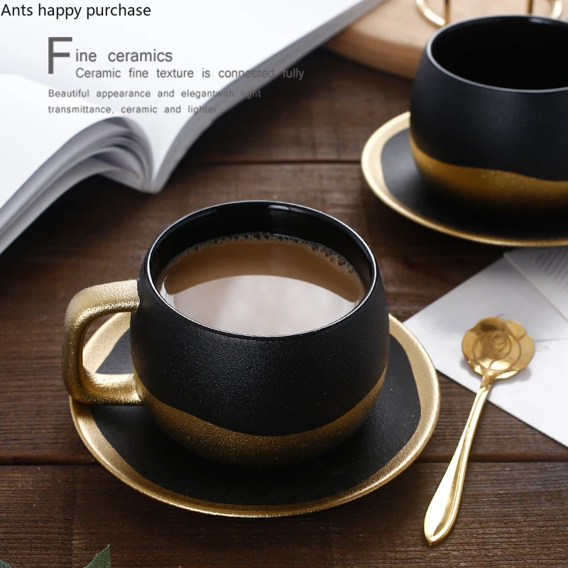 Ceramics Coffee Mugs European Style Small Luxury Personality Retro Coffee Cup Spoon Simple Gold High Capacity Stoneware Cup Home
Ceramics Coffee Mugs European Style Small Luxury Personality Retro Coffee Cup Spoon Simple Gold High Capacity Stoneware Cup Home