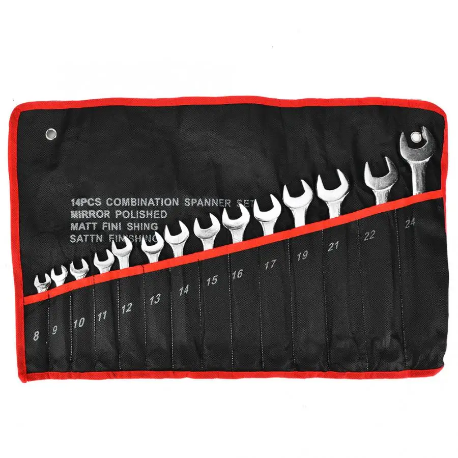 14Pcs 8-24mm Combination Wrench Set Metric Ratchet Socket Double Head Spanner Nut Driver Repair Tool Kit | Инструменты